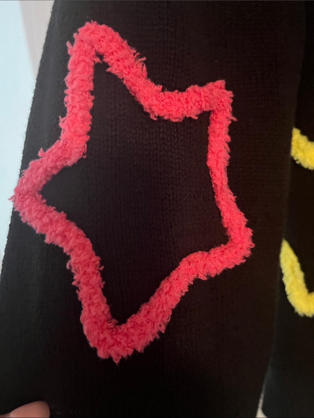 Black Star Appliqué Sweater - Multicolor Stars - Picture 3 of 9